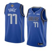 Cheap Men's Dallas Mavericks #77 Luka Doncic Blue 2024 Finals Icon Edition Stitched Basketball Jersey