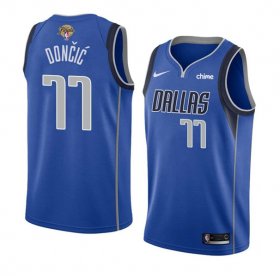 Cheap Men\'s Dallas Mavericks #77 Luka Doncic Blue 2024 Finals Icon Edition Stitched Basketball Jersey