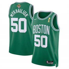 Wholesale Cheap Men\'s Boston Celtics #50 Svi Mykhailiuk Kelly Green 2024 Finals Champions Icon Edition Stitched Basketball Jersey