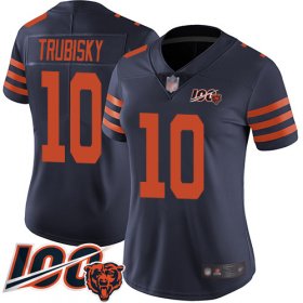 Wholesale Cheap Nike Bears #10 Mitchell Trubisky Navy Blue Alternate Women\'s Stitched NFL 100th Season Vapor Limited Jersey