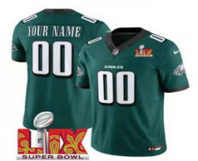 Men\'s Philadelphia Eagles Customized Green 2025 Super Bowl LIX FUSE Vapor Limited Jersey