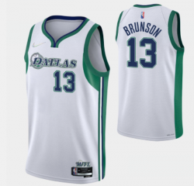 Wholesale Cheap Men\'s Dallas Mavericks #13 Jalen Brunson White Nike Diamond 2022 City Edition Swingman Stitched Jersey