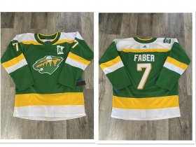 Men\'s Minnesota Wild #7 Brock Faber Green 2023-24 Stitched Jersey