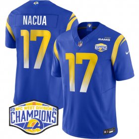 Cheap Men\'s Los Angeles Rams #17 Puka Nacua Blue 2024 NFC West Champions F.U.S.E. Vapor Untouchable Stitched Football Jersey