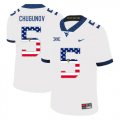 Wholesale Cheap West Virginia Mountaineers 5 Chris Chugunov White USA Flag College Football Jersey