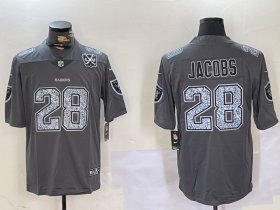 Cheap Men\'s Las Vegas Raiders #28 Josh Jacobs Grey Limited Stitched Jersey