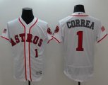 Wholesale Cheap Astros #1 Carlos Correa White Fashion Stars & Stripes Flexbase Authentic Stitched MLB Jersey