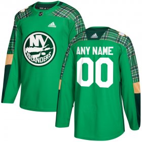 Wholesale Cheap Men\'s Adidas New York Islanders Personalized Green St. Patrick\'s Day Custom Practice NHL Jersey