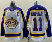 Cheap Men's Los Angeles Kings #11 Anze Kopitar White 2022 Reverse Retro Stitched Jersey