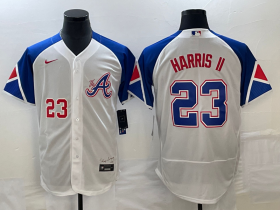 Wholesale Cheap Men\'s Atlanta Braves #23 Michael Harris II Number White 2023 City Connect Flex Base Stitched Baseball Jersey