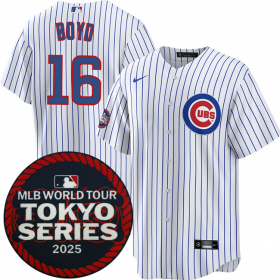 Cheap Men\'s Chicago Cubs #16 Matthew Boyd White 2025 World Tour Tokyo Series Home Stitched Baseball Jersey