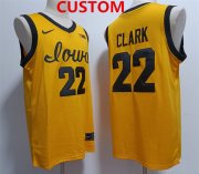 Cheap Men's Iowa Hawkeyes Custom Yellow Stitched Jersey