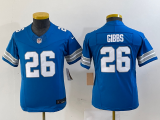 Cheap Youth Detroit Lions #26 Jahmyr Gibbs Limited Blue 2024 FUSE Vapor Jersey