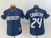 Wholesale Cheap Youth Detroit Tigers #24 Miguel Cabrera Navy 2024 City Connect Cool Base Limited Stitched Jersey