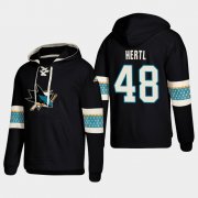 Wholesale Cheap San Jose Sharks #48 Tomas Hertl Black adidas Lace-Up Pullover Hoodie