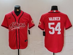 Cheap Men\'s San Francisco 49ers #54 Fred Warner Red With Patch Cool Base Stitched Baseball Jersey