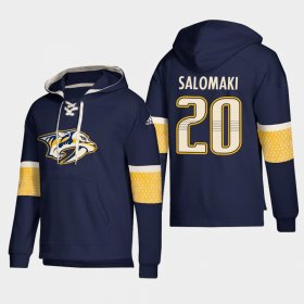 Wholesale Cheap Nashville Predators #20 Miikka Salomaki Navy adidas Lace-Up Pullover Hoodie