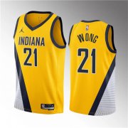 Wholesale Cheap Men's Indiana Pacers #21 Isaiah Wong Yellow 2023 Draft Statement Edition Stitched Basketball Jersey