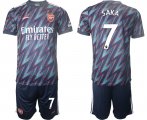 Wholesale Cheap Men 2021-2022 Club Arsenal away blue 7 Soccer Jersey