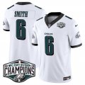 Cheap Men's Philadelphia Eagles #6 DeVonta Smith White 2024 New NFC East Champions F.U.S.E. Vapor Untouchable Limited Stitched Football Jersey