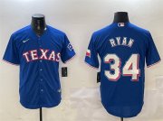 Cheap Men's Texas Rangers #34 Nolan Ryan Royal Cool Base Stitched Baseball Jersey