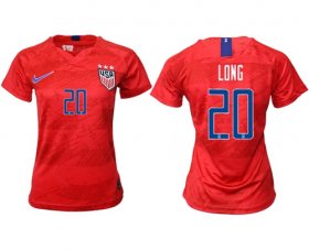 Wholesale Cheap Women\'s USA #20 Long Away Soccer Country Jersey