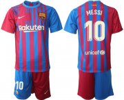 Wholesale Cheap Men 2021-2022 Club Barcelona home red 10 Nike Soccer Jersey