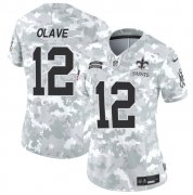 Cheap Women's New Orleans Saints #12 Chris Olave 2024 F.U.S.E Arctic Camo Salute To Service Limited Stitched Football Jersey(Run Small)