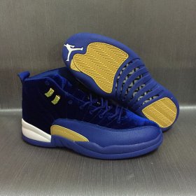 Wholesale Cheap Air Jordan 12 Retro Custom Shoes Blue/Gold-White