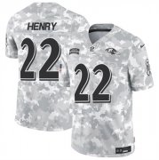 Cheap Men's Baltimore Ravens #22 Derrick Henry 2024 F.U.S.E. Arctic Camo Salute to Service Limited Football Stitched Jersey