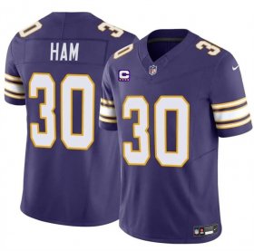 Cheap Men\'s Minnesota Vikings #30 C.J. Ham Purple 2024 F.U.S.E. Throwback With 4-Star C Patch Vapor Untouchable Limited Stitched Jersey