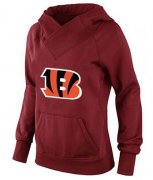 Wholesale Cheap Women's Cincinnati Bengals Logo Pullover Hoodie Red-1