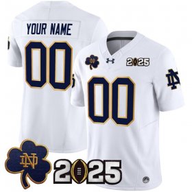 Men\'s Notre Dame Fighting Irish ACTIVE PLAYER Custom White F.U.S.E. 2025 CFP Final Patch Limited Stitched Football Jersey