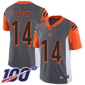 Wholesale Cheap Nike Bengals #14 Andy Dalton Silver Men\'s Stitched NFL Limited Inverted Legend 100th Season Jersey