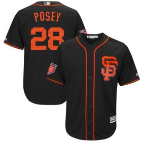 Wholesale Cheap Giants #28 Buster Posey Black 2018 Spring Training Cool Base Stitched MLB Jersey