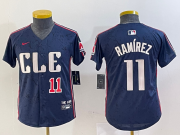 Cheap Youth Cleveland Guardians #11 Jose Ramirez Number Navy 2024 City Connect Limited Stitched Jerseys