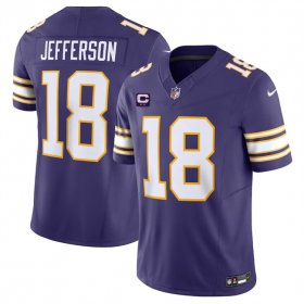 Cheap Men\'s Minnesota Vikings #18 Justin Jefferson Purple 2024 F.U.S.E. Throwback With 2-Star C Patch Vapor Limited Stitched Jersey