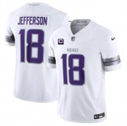 Cheap Men's Minnesota Vikings #18 Justin Jefferson White 2024 F.U.S.E. With 2-Star C Patch Winter Warrior Limited Stitched Jersey