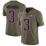 Wholesale Cheap Nike Patriots #3 Stephen Gostkowski Olive Men's Stitched NFL Limited 2017 Salute To Service Jersey