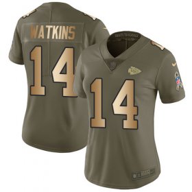 Wholesale Cheap Nike Chiefs #14 Sammy Watkins Olive/Gold Women\'s Stitched NFL Limited 2017 Salute to Service Jersey