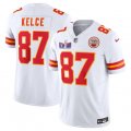 Cheap Men's Kansas City Chiefs #87 Travis Kelce White F.U.S.E. Super Bowl LVIII Patch Vapor Untouchable Limited Football Stitched Jersey