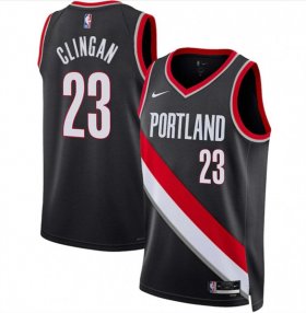 Cheap Men\'s Portland Trail Blazers #23 Donovan Clingan Black 2024 Draft Icon Edition Stitched Basketball Jersey