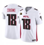 Cheap Men's Atlanta Falcons #18 Kirk Cousins White 2024 F.U.S.E With 4-Star C Patch Vapor Untouchable Limited Stitched Football Jersey