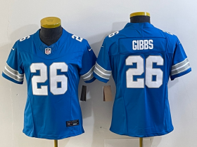 Cheap Women\'s Detroit Lions #26 Jahmyr Gibbs Limited Blue 2024 FUSE Vapor Jersey