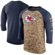 Wholesale Cheap Men's Kansas City Chiefs Nike Camo Anthracite Salute to Service Sideline Legend Performance Three-Quarter Sleeve T-Shirt