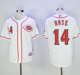 Wholesale Cheap Reds #14 Pete Rose White Cool Base Stitched MLB Jersey