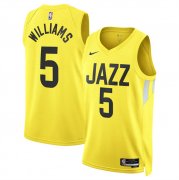 Cheap Men's Utah Jazz #5 Cody Williams Yellow 2024 Draft Association Edition Stitched Basketball Jersey