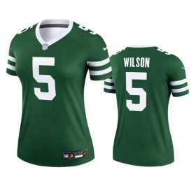 Cheap Women\'s New York Jets #5 Garrett Wilson Green 2024 Football Stitched Jersey(Run Small)