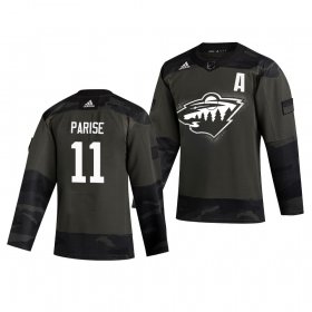 Wholesale Cheap Minnesota Wild #11 Zach Parise Adidas 2019 Veterans Day Men\'s Authentic Practice NHL Jersey Camo