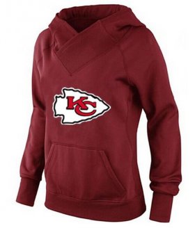 Wholesale Cheap Women\'s Kansas City Chiefs Logo Pullover Hoodie Red-1